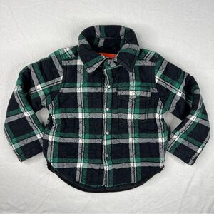 Joe Fresh Boy's Quilted Flannel Jacket Black/Green Plaid Size 3